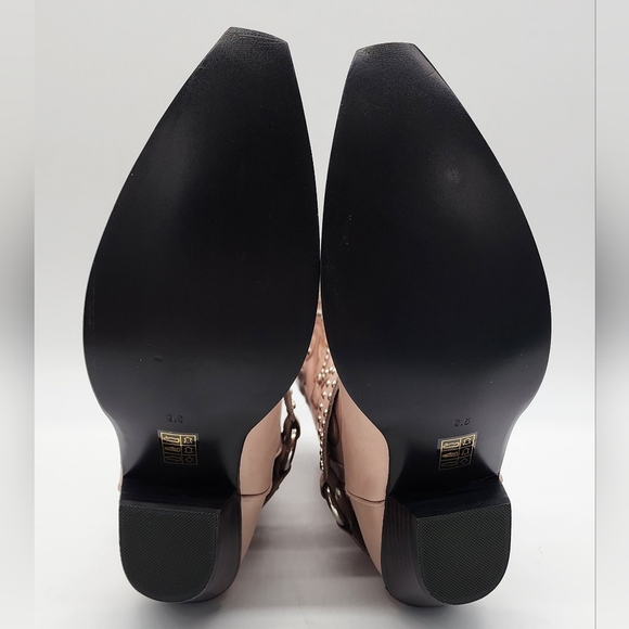 JEFFREY CAMPBELL The Kid Western Studded Beige Block Heel Snip Toe Boot Size 9.5 - Picture 11 of 13